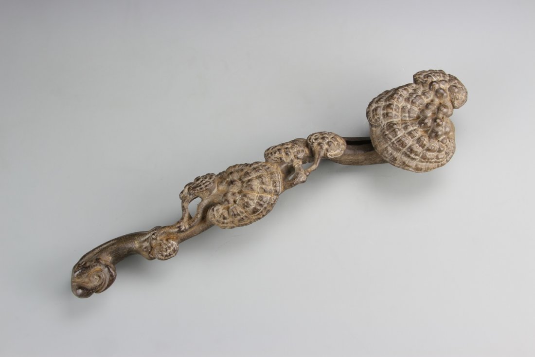 Chinese Wood Ruyi Scepter: China, ROC Period, wood ruyi scepter. Height 15 in.