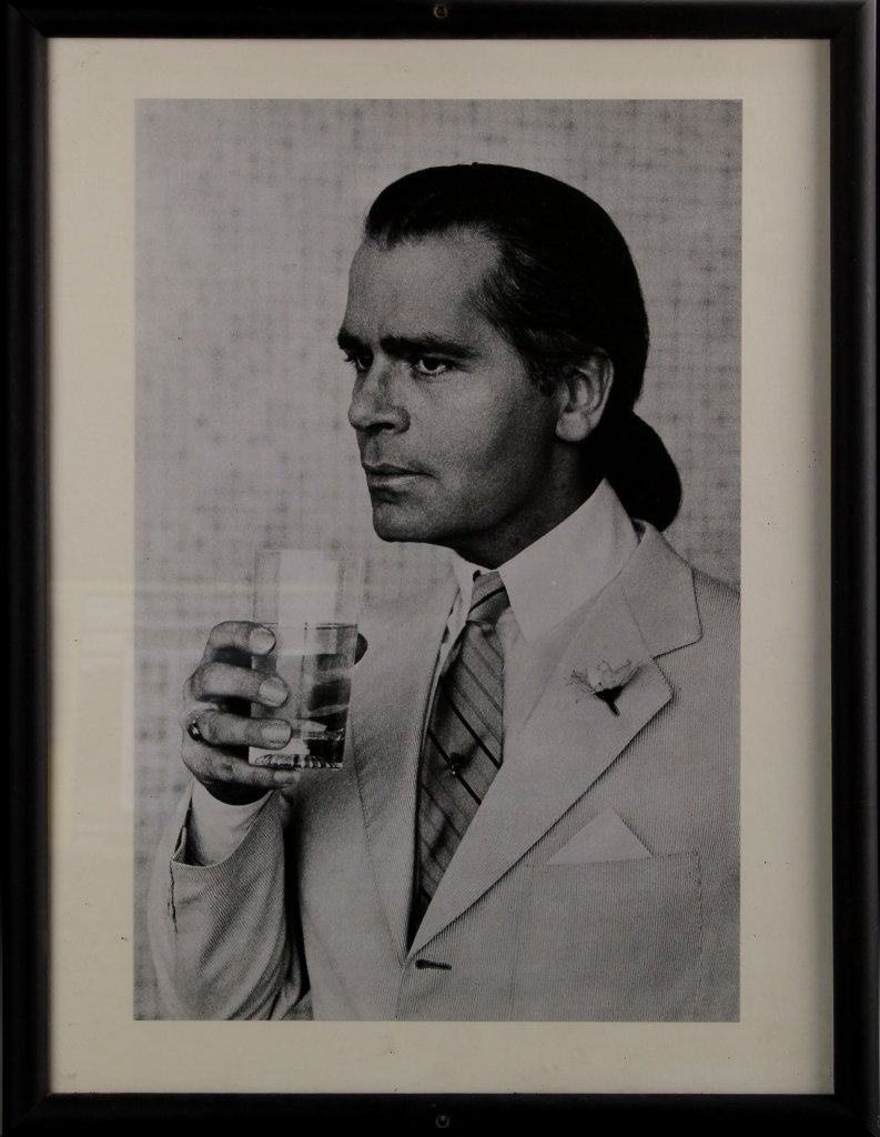 Photo of Karl Lagerfeld: Photo of Karl Lagerfeld, attributed to Helmut Newton. Dimensions 12 in., 16 in.