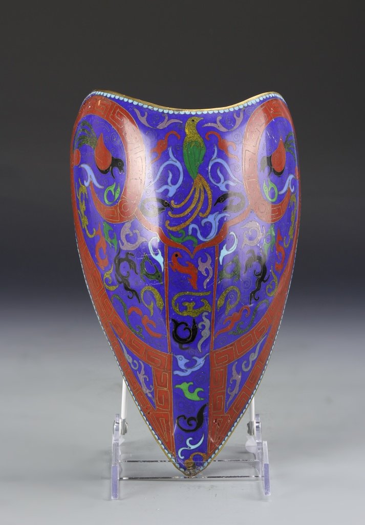 Chinese Cloisonne Armor: China, 19th C., cloisonne armor, minor chips. Dimensions 9 1/2 in., 6 in.