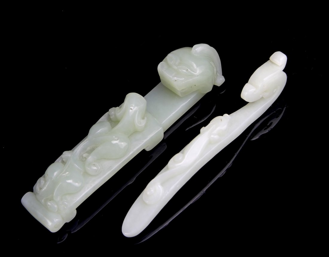 Two Chinese Jade Dragon Hooks (1 of 2)