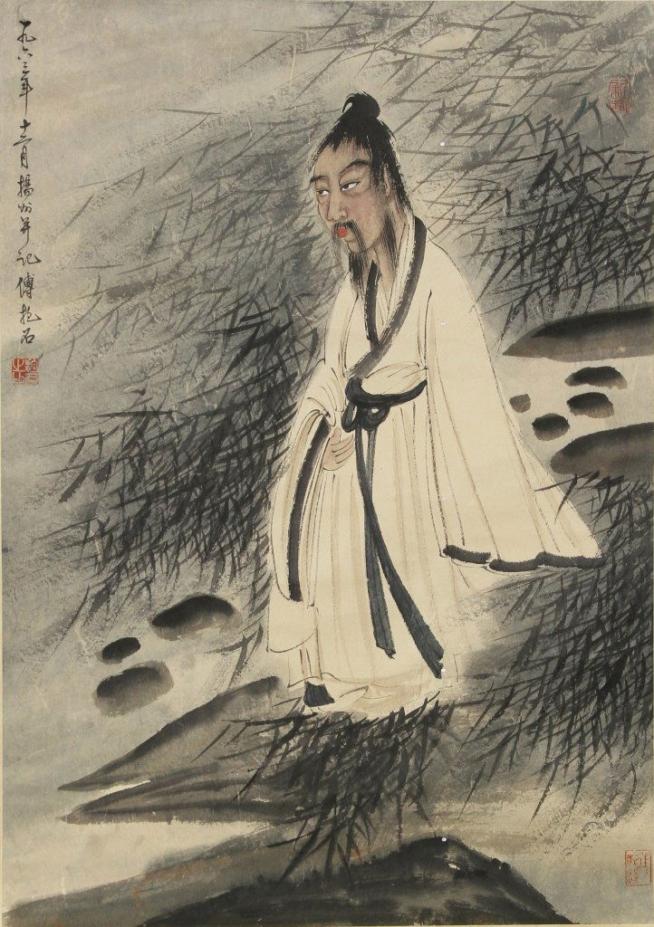 Chinese Scroll Painting of a Man, Signed Fu Baoshi (1 of 3)