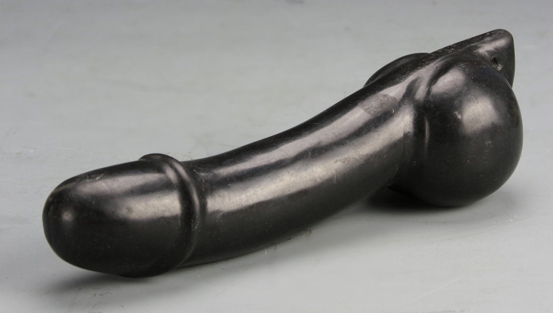 Chinese Carved Jade Phallus: China, smoothly carved jade phallus, with attention to detail. Length 8 in.
