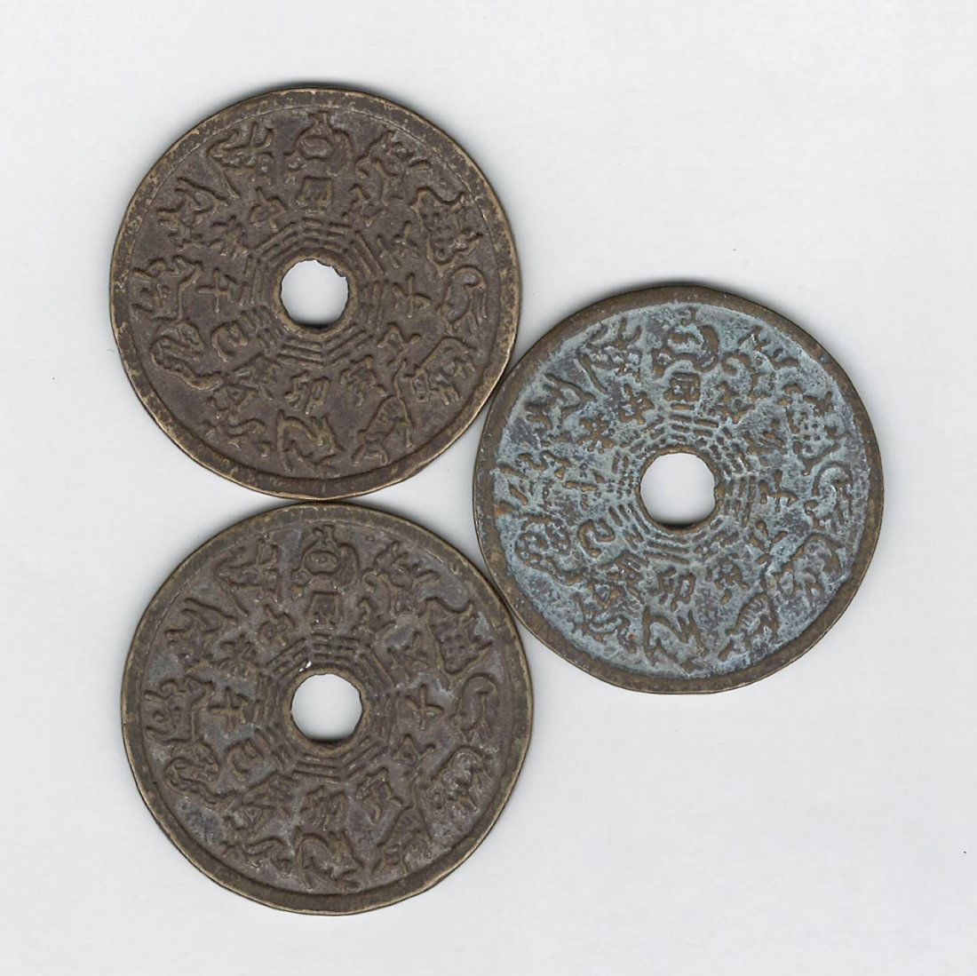 Three Chinese Bronze Fortune Telling Coins (1 of 2)