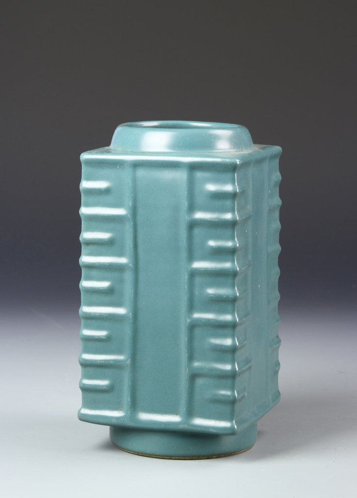 Chinese Blue Glazed Cong Form Vase (1 of 5)