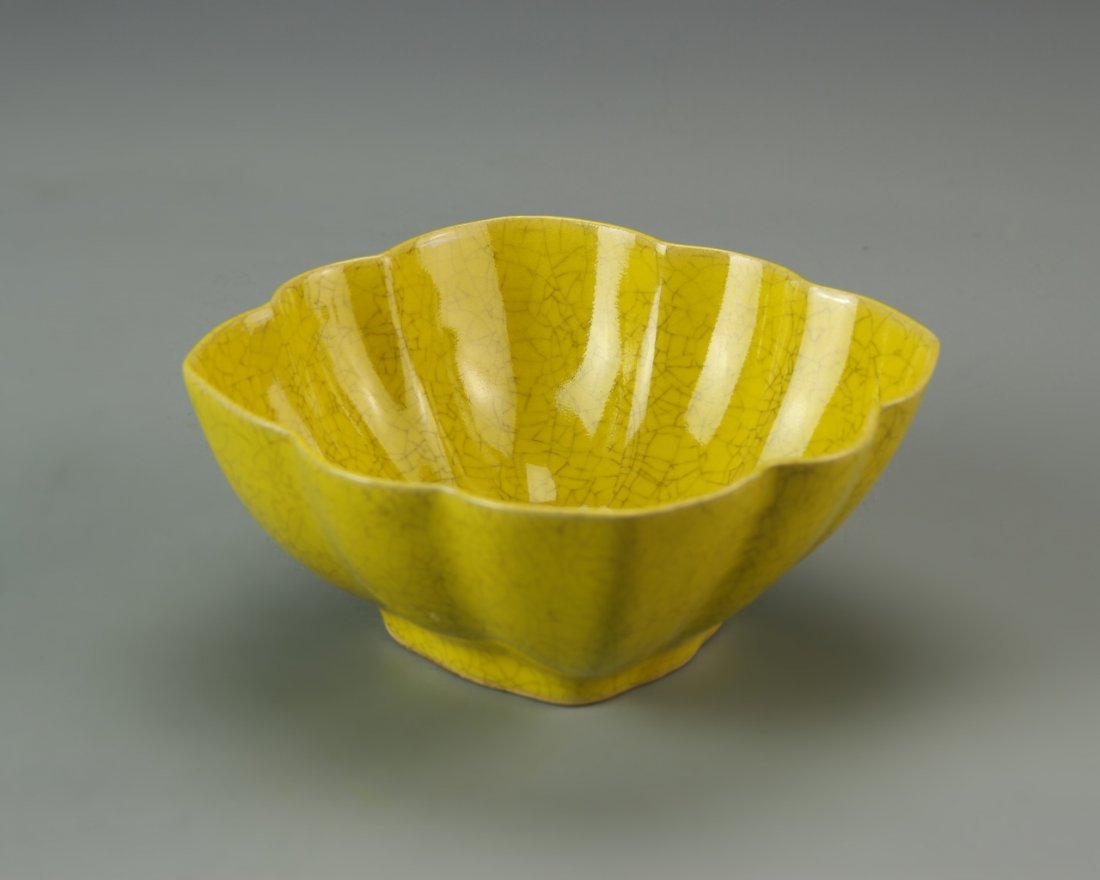 Chinese Yellow Glazed Square Bowl (1 of 5)
