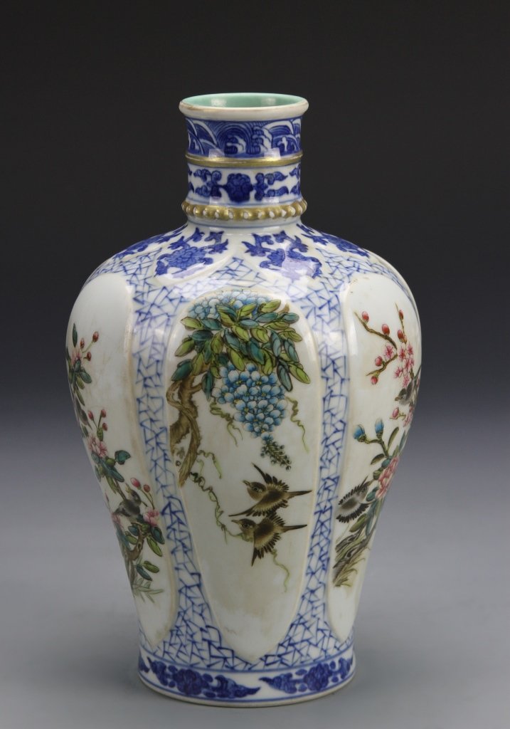 Chinese Blue and White and Famille Rose Vase (1 of 10)