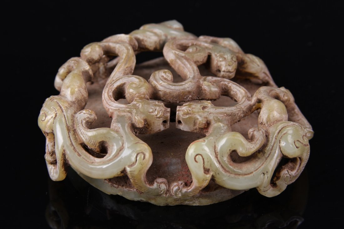 Chinese Antique Jade Pi and Dragons (1 of 3)