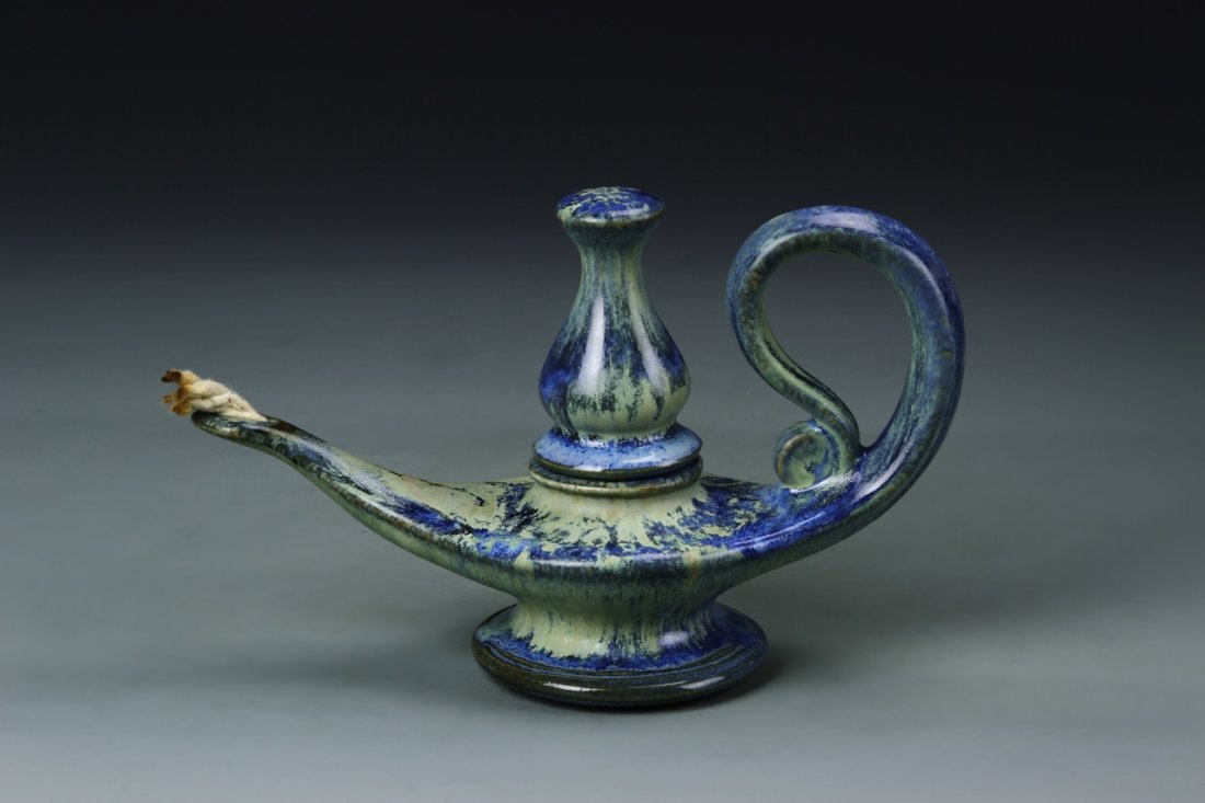 Blue Glazed Oil Lamp (1 of 4)