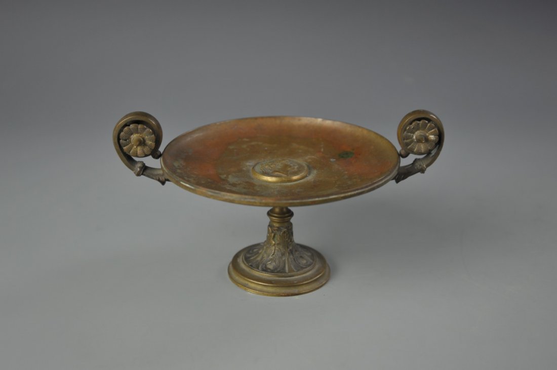 Grand Tour Bronze Compote: Grand tour bronze compote. 4 in., 7 1/2 in.