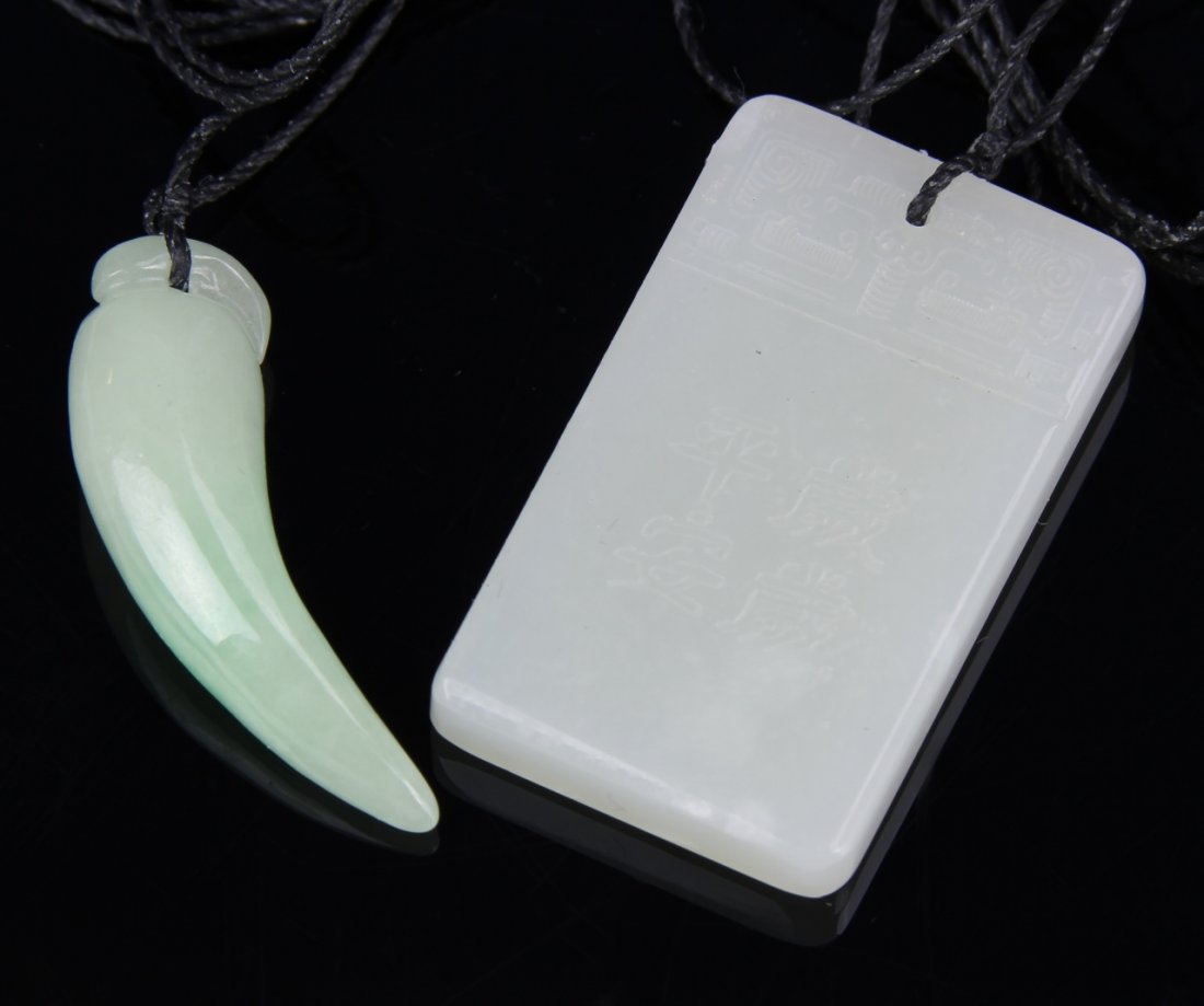 Chinese One Jadeite Pendent and One Jade Pendant (1 of 1)