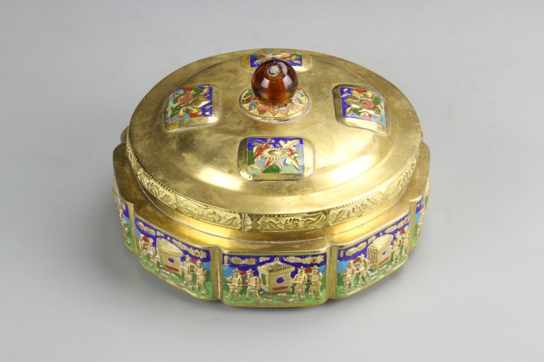 Chinese Copper Cloisonne Box (1 of 2)