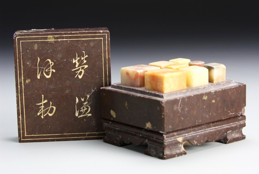 Box of Chinese Mini Shoushan Stone Seal Chops (1 of 2)