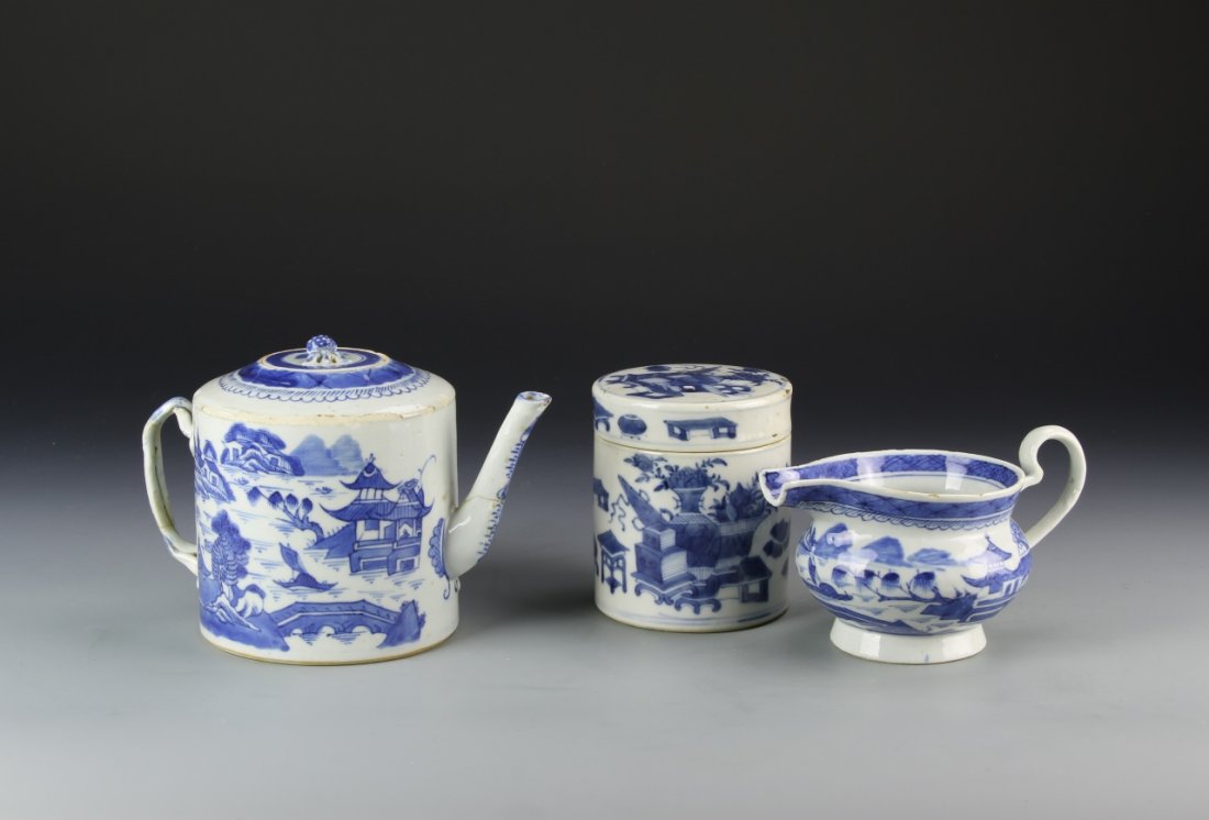 Three Chinese Blue and White Export Items (1 of 3)