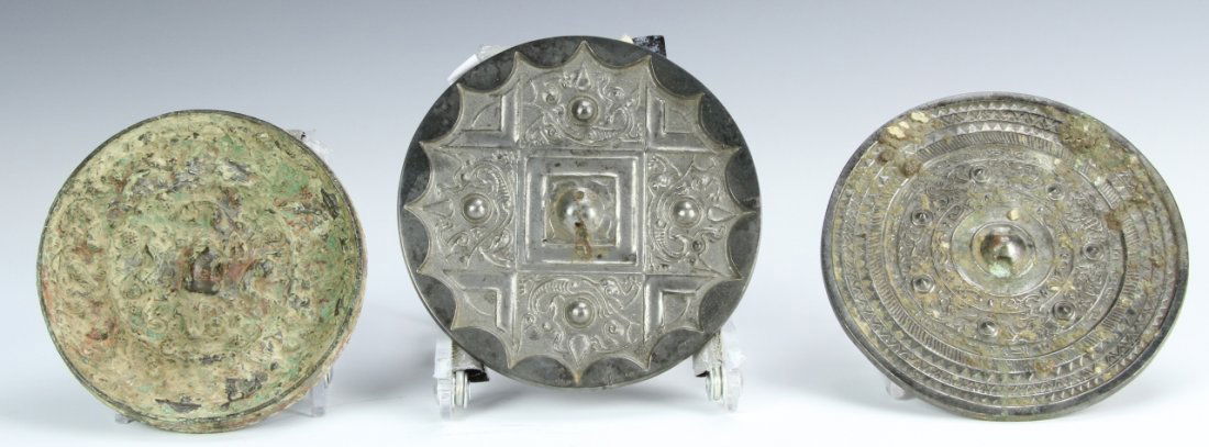 Three Chinese Antique Bronze Mirrors (1 of 2)