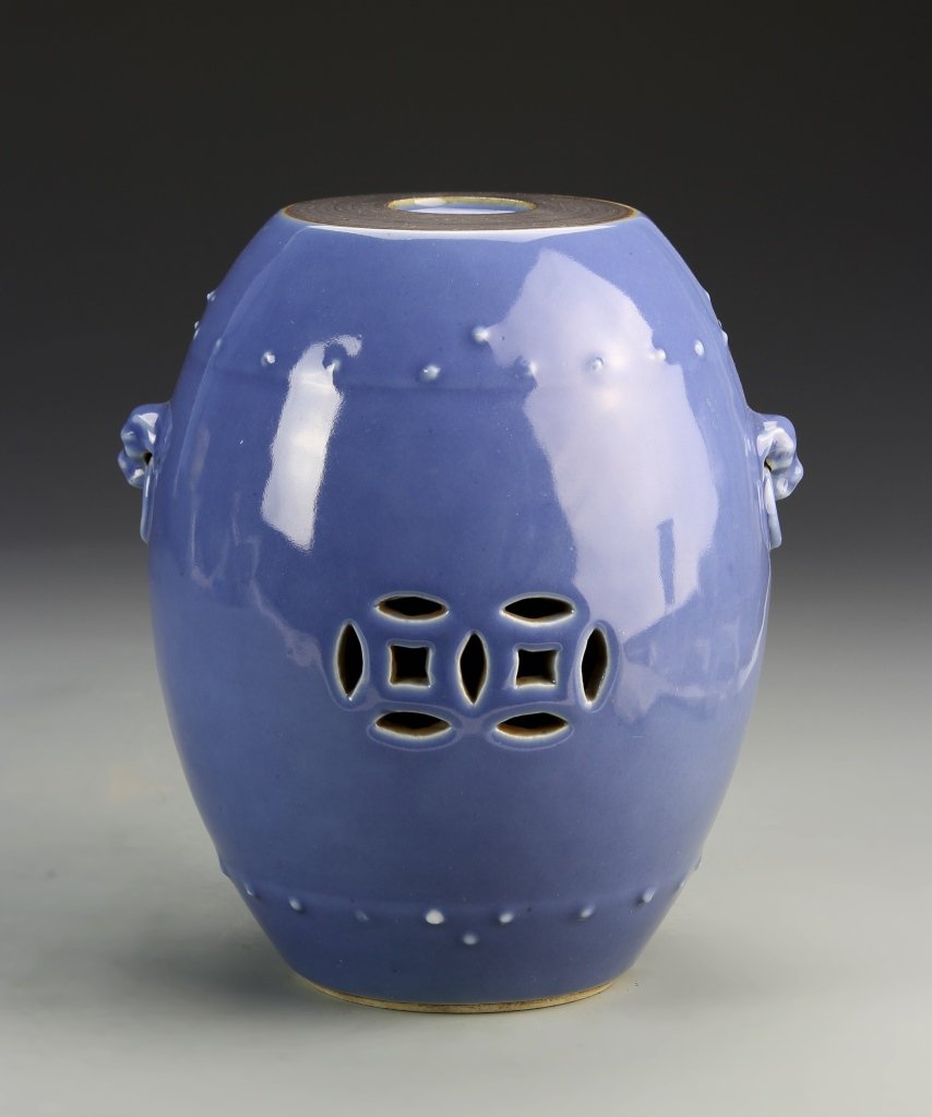 Chinese Blue Glazed Drum Jar (1 of 5)