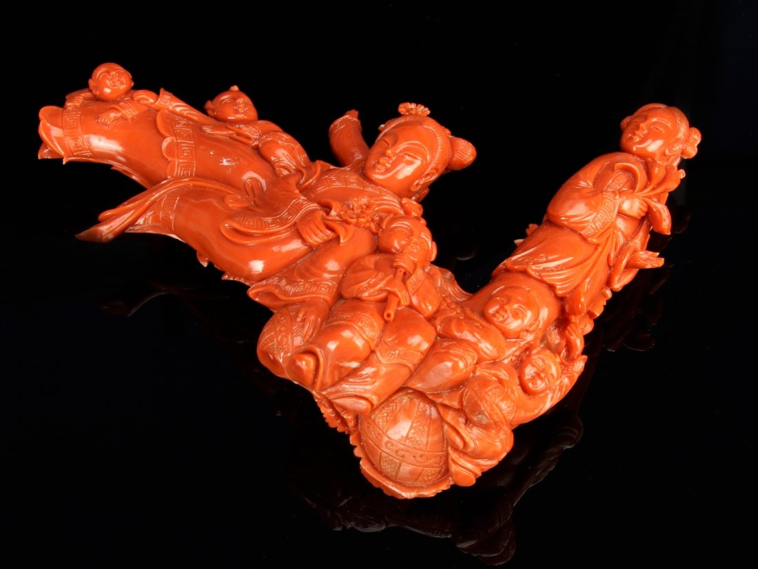 Chinese Carved Coral Figure (1 of 1)
