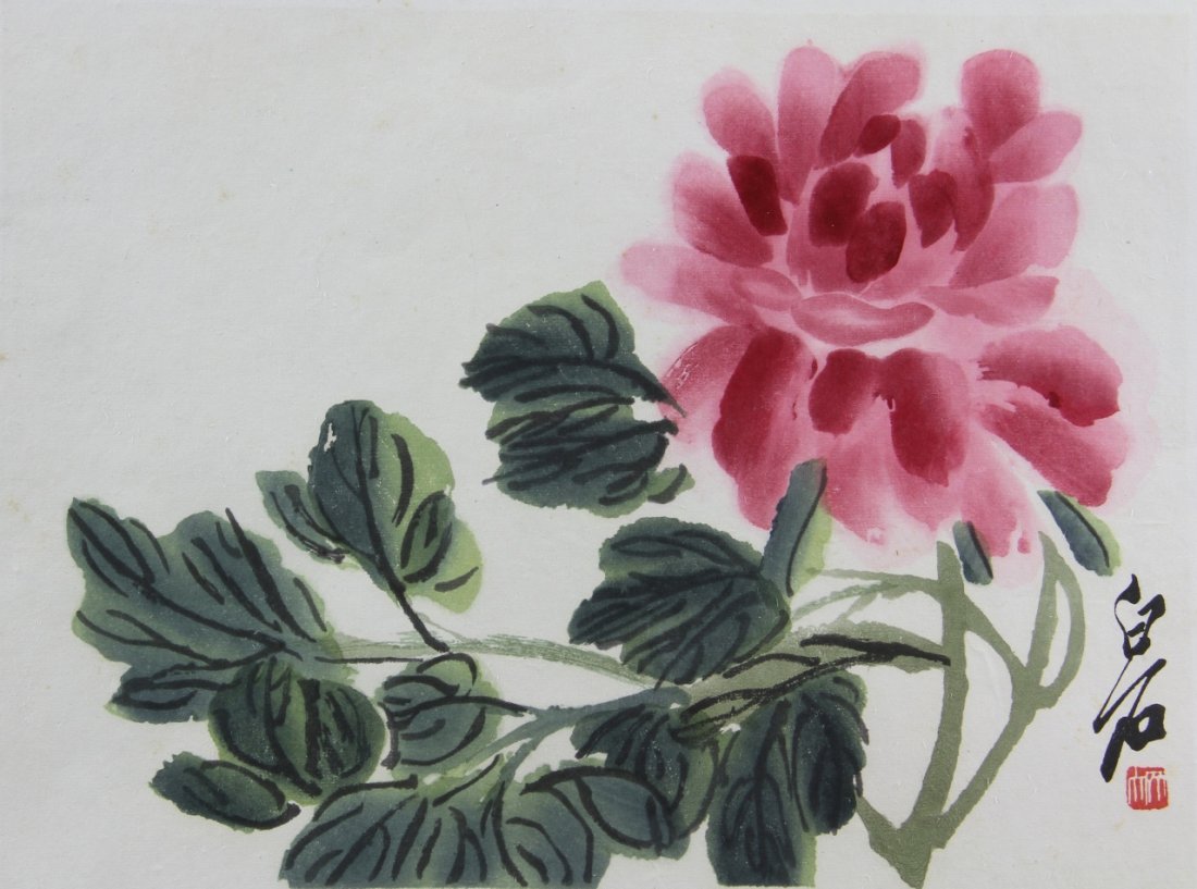 Chinese Woodblock Print of Flower (1 of 2)