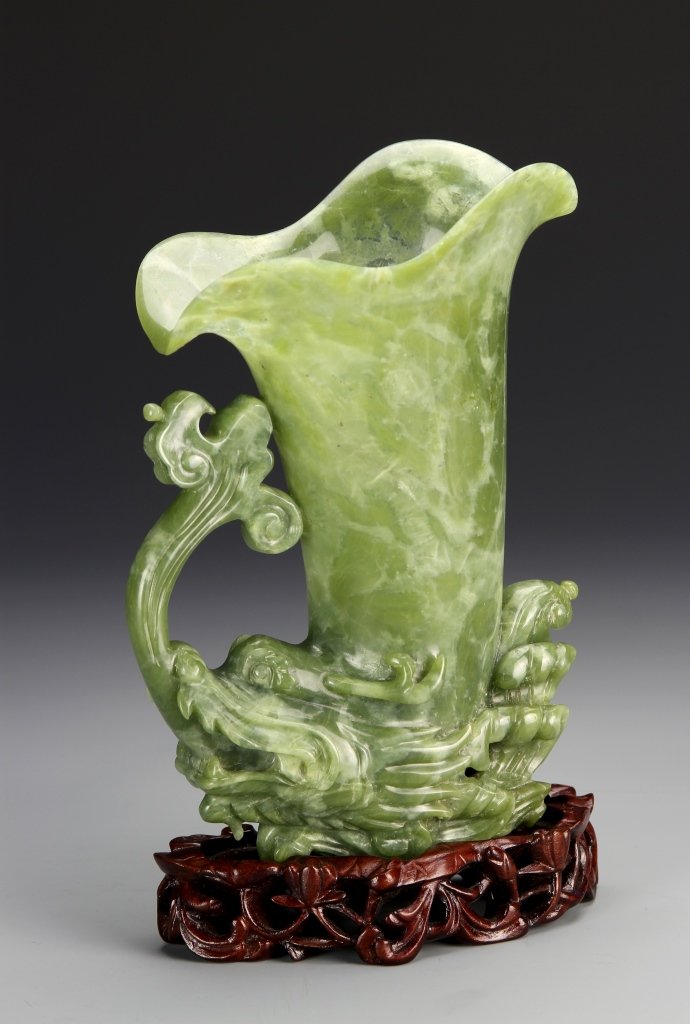 Chinese Carved Jade Vase with Dragon (1 of 1)