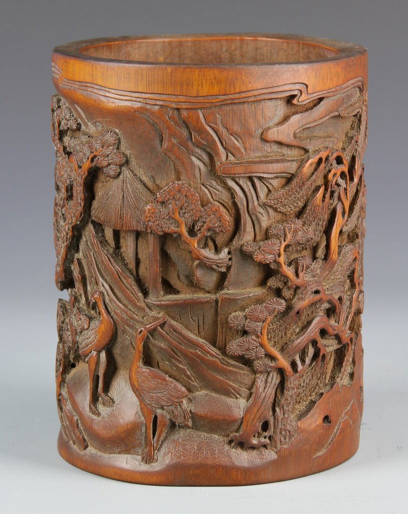 Chinese Bamboo Brush Pot (1 of 2)