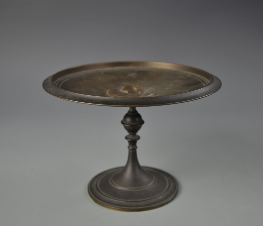 Grand Tour Bronze Compote: Grand tour bronze compote. Height 5 1/2 in., Width 8 in.
