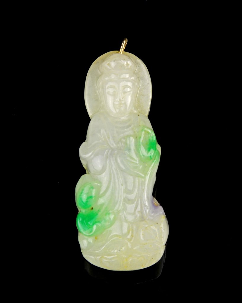 Chinese Jadeite Guanyin Pendant (1 of 2)