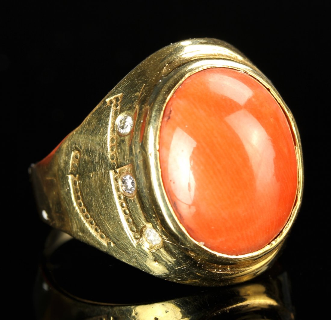 Chinese Coral and Gold Ring (1 of 1)