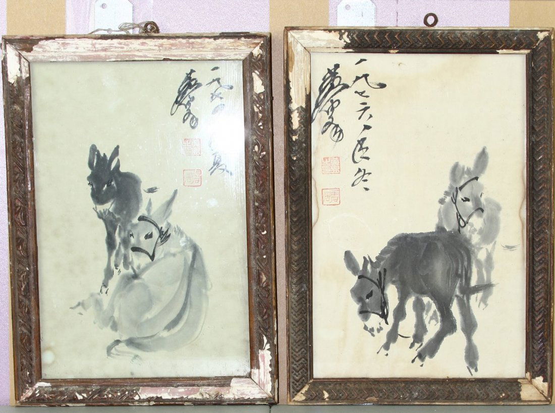 Two Chinese Paintings of Donkeys (1 of 7)