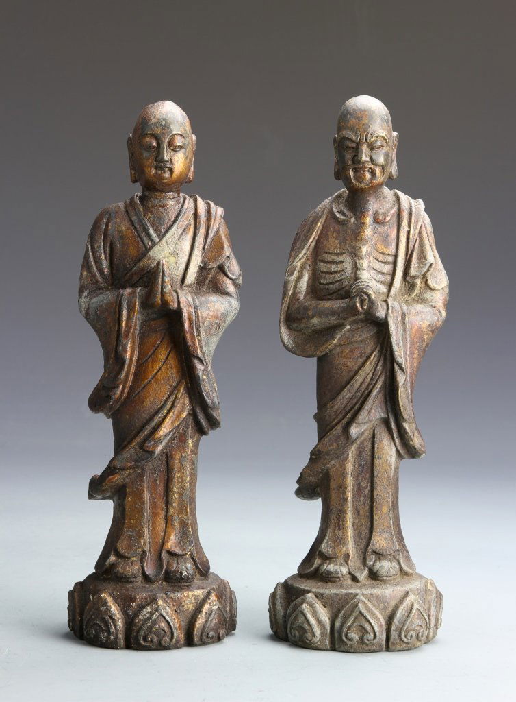 Two Chinese Antique Bronze Luohan (1 of 2)