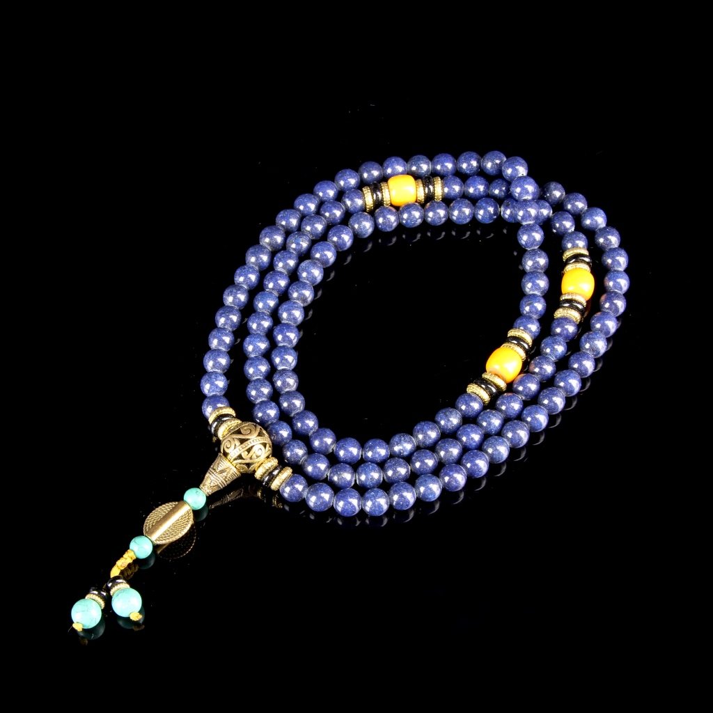 Chinese Lapis Beaded Prayer Necklace (1 of 2)