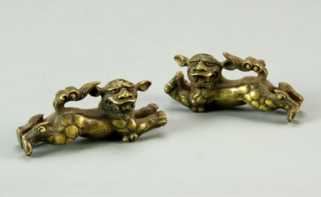 Two Chinese Bronze Foo Lions (1 of 4)