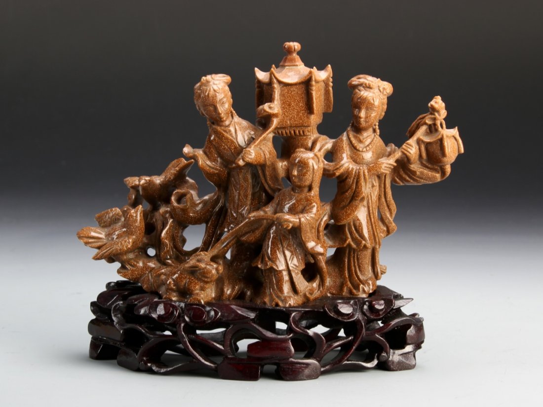 Chinese Shoushan Stone Lady Figure with Base (1 of 2)