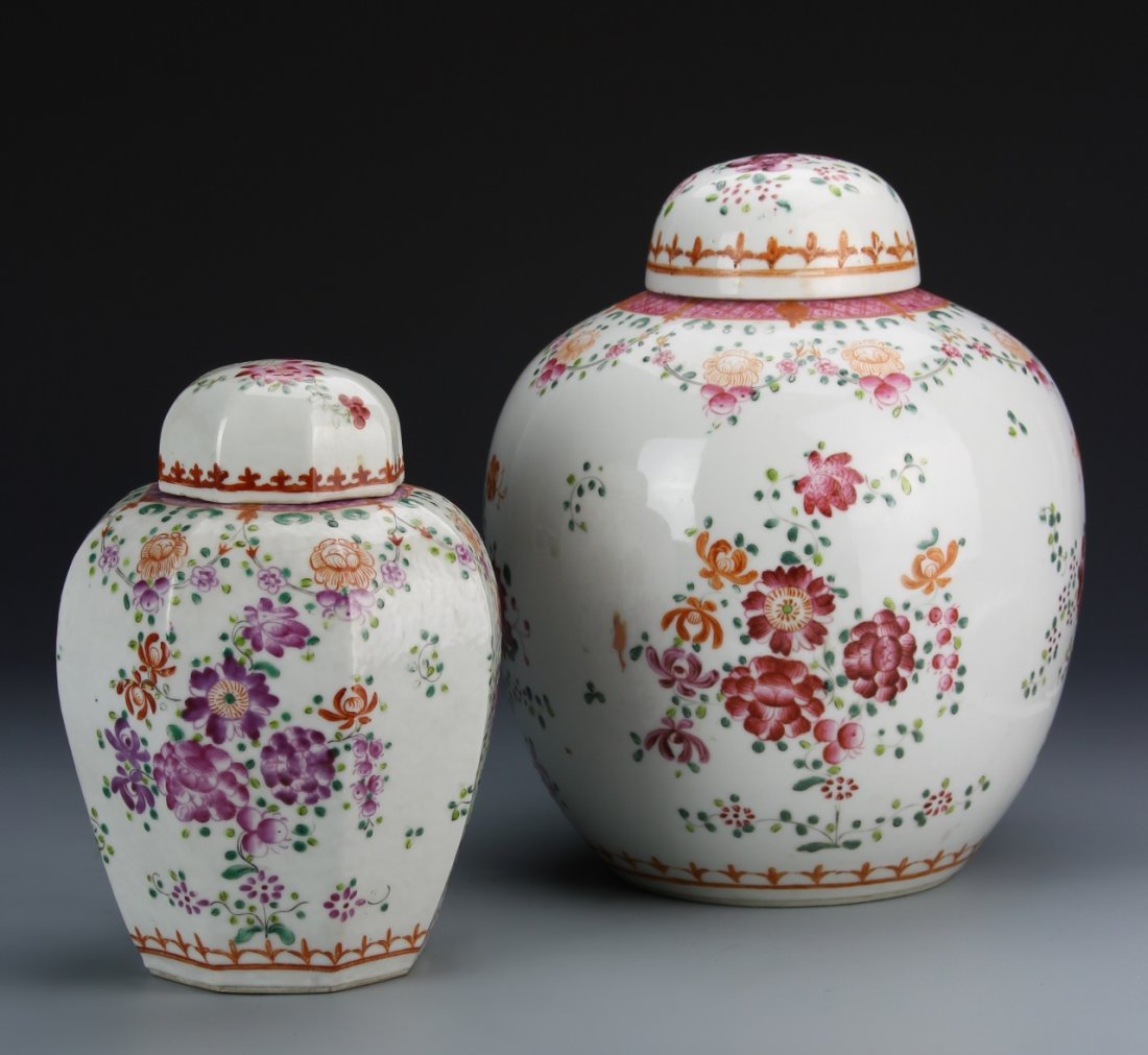 Two Chinese Export Famille Rose Covered Jars (1 of 3)
