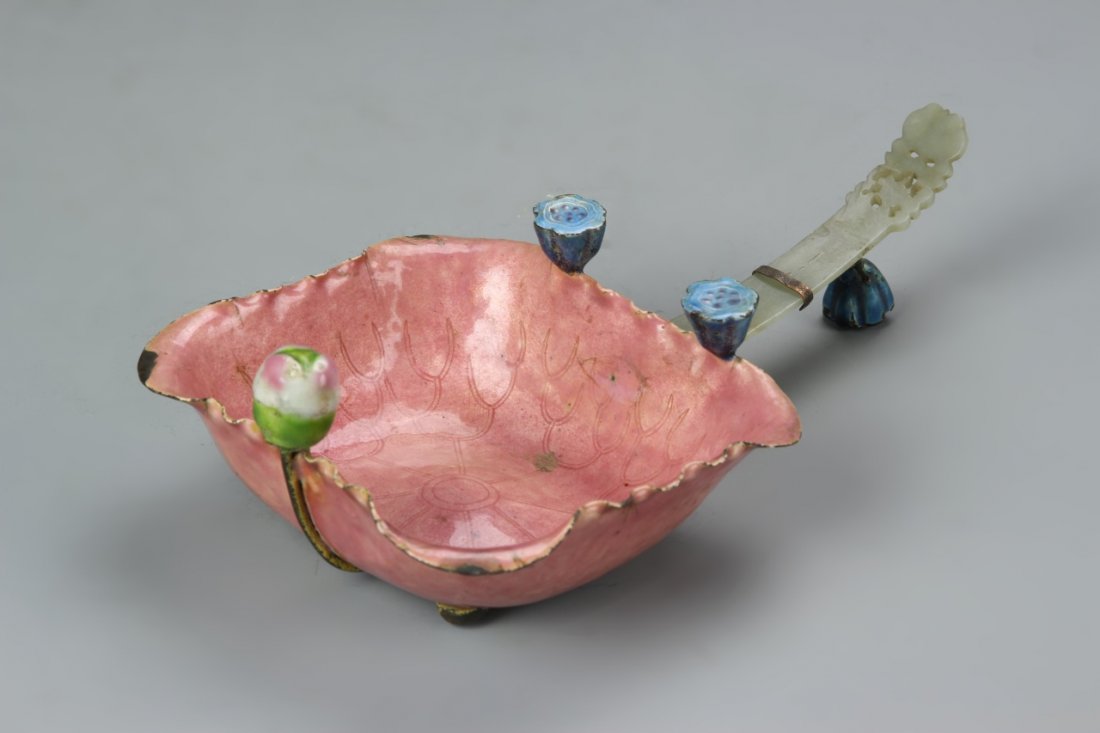Chinese Enameled Bowl with Jade Handle (1 of 6)