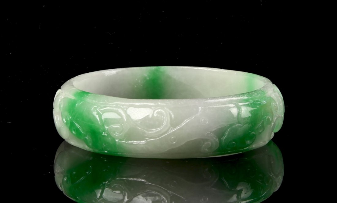 Chinese Carved Jadeite Bangle (1 of 3)