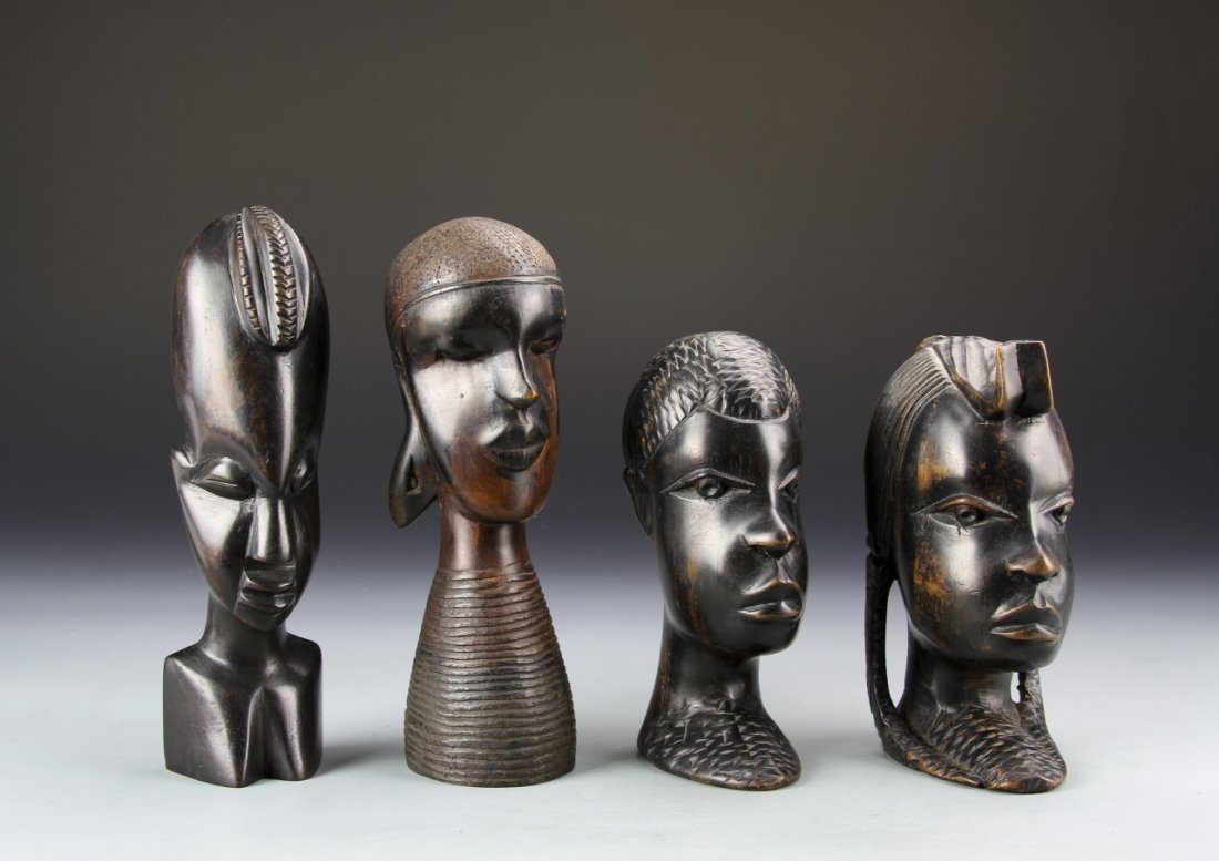 Four African Wooden Busts (1 of 3)