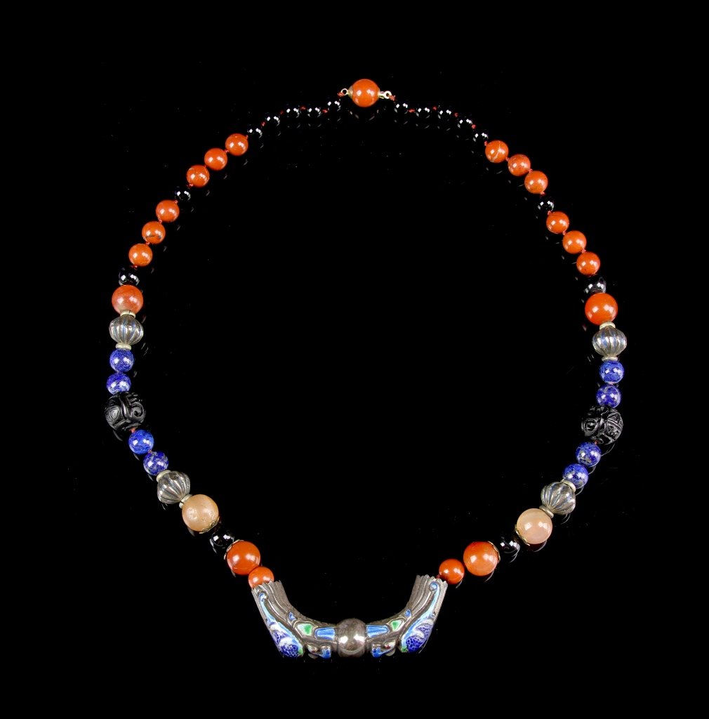 Chinese Agate Cloisonne Necklace (1 of 4)