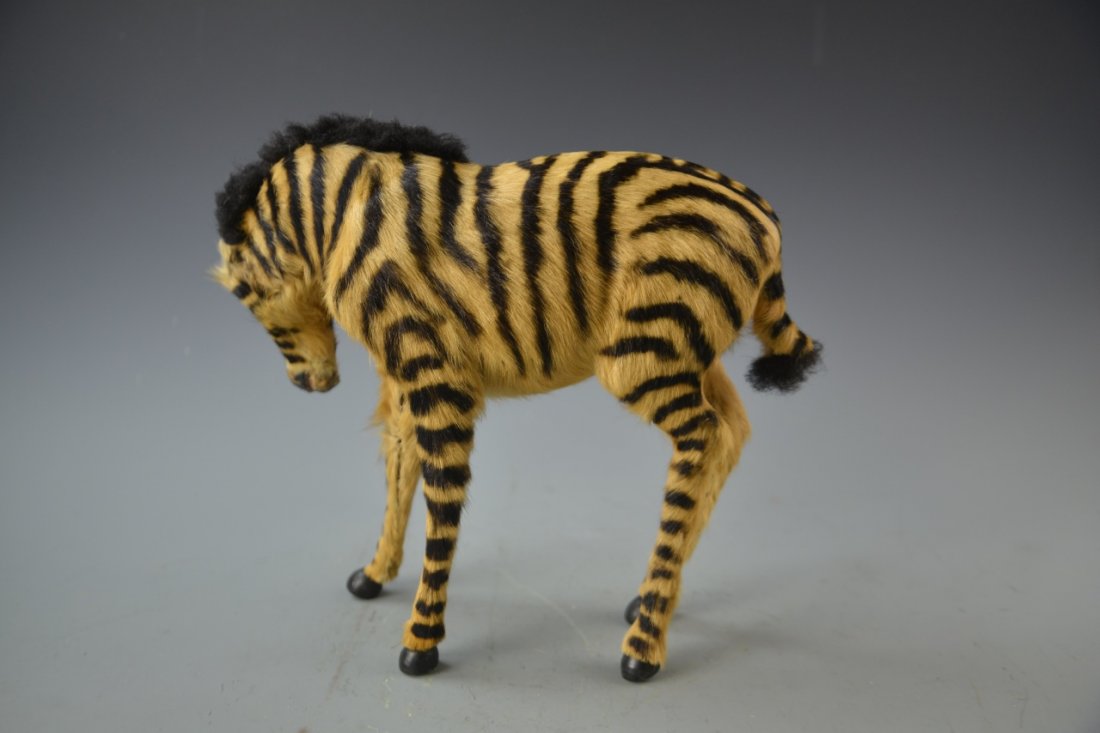 Toy Zebra with Real Hyde: Toy Zebra with Real Hyde. 9 in.