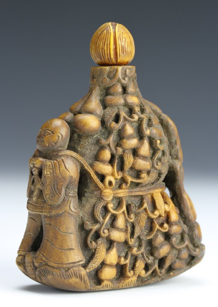 Chinese Carved Boxwood Snuff Bottle (1 of 5)
