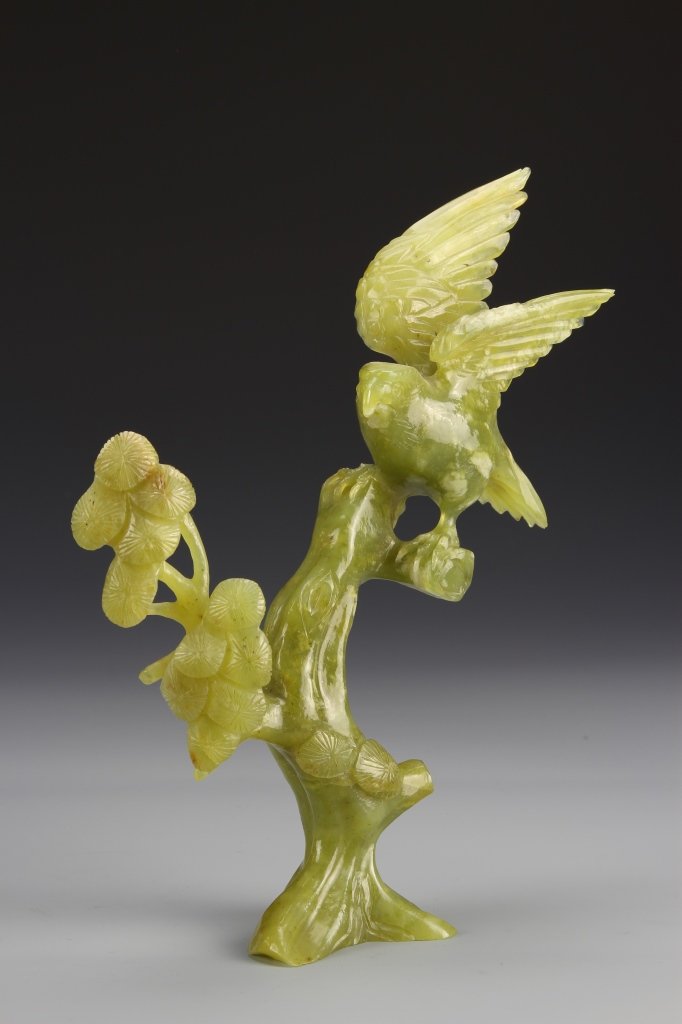 Chinese Jade Bird on Tree Branch (1 of 2)