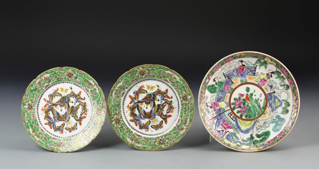 Chinese Three Famille Rose Plates (1 of 2)