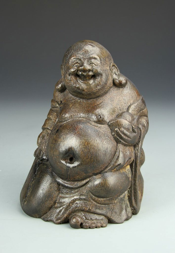 Chinese Bamboo Carved Buddha (1 of 2)