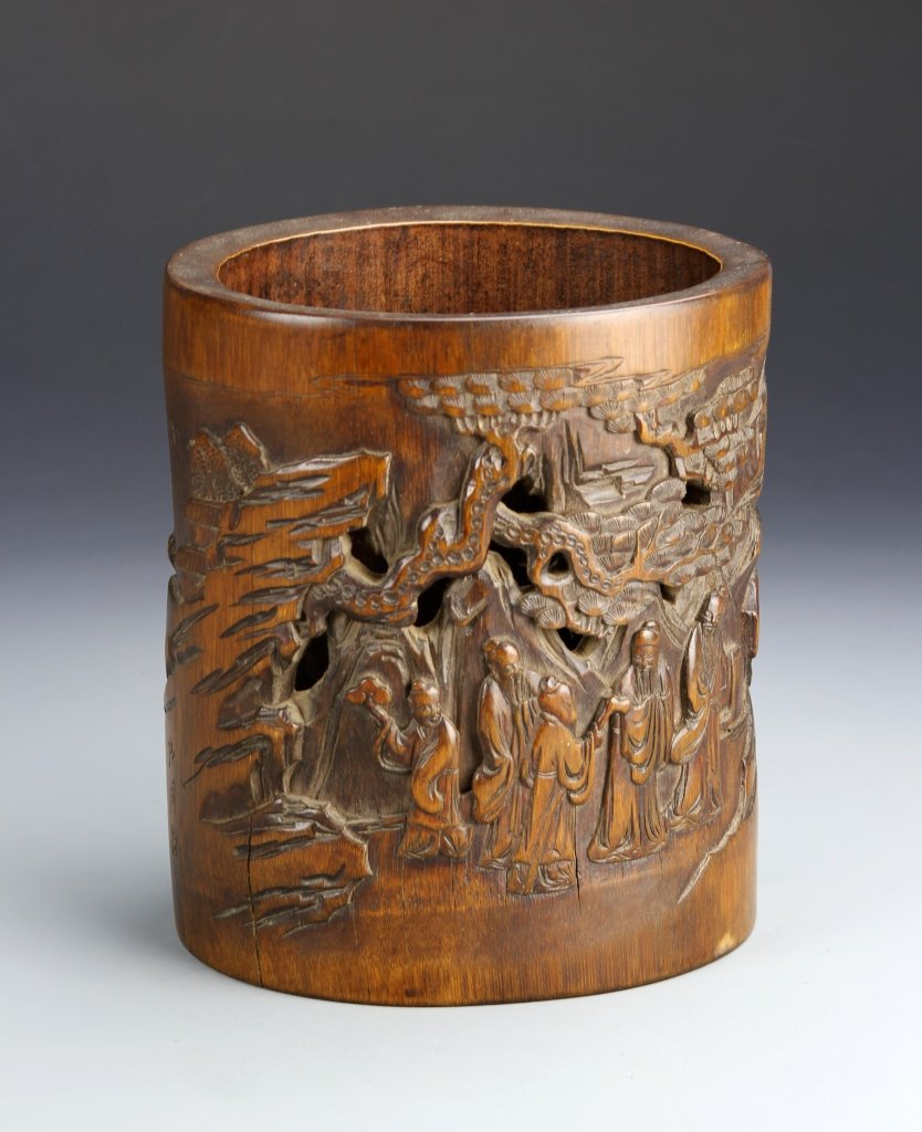 Chinese Bamboo Brush Pot (1 of 2)