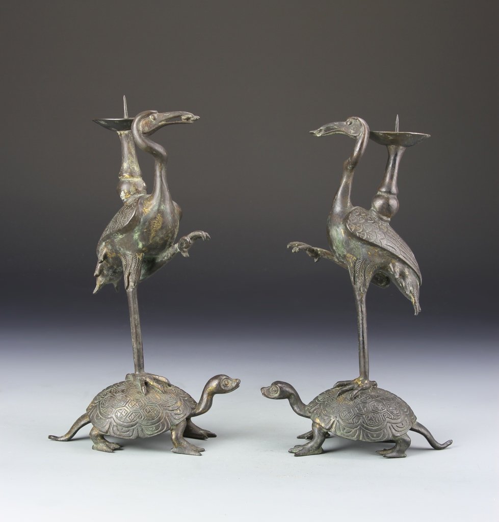 Pair of Chinese Candle Sticks (1 of 3)