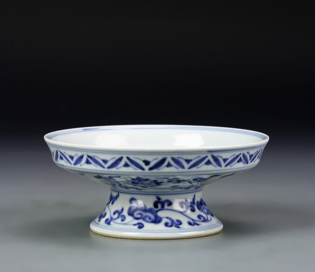 Chinese Blue and White High Stem Bowl (1 of 6)