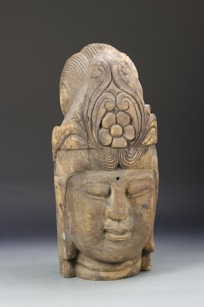 Chinese Antique Wood Buddha Head (1 of 4)