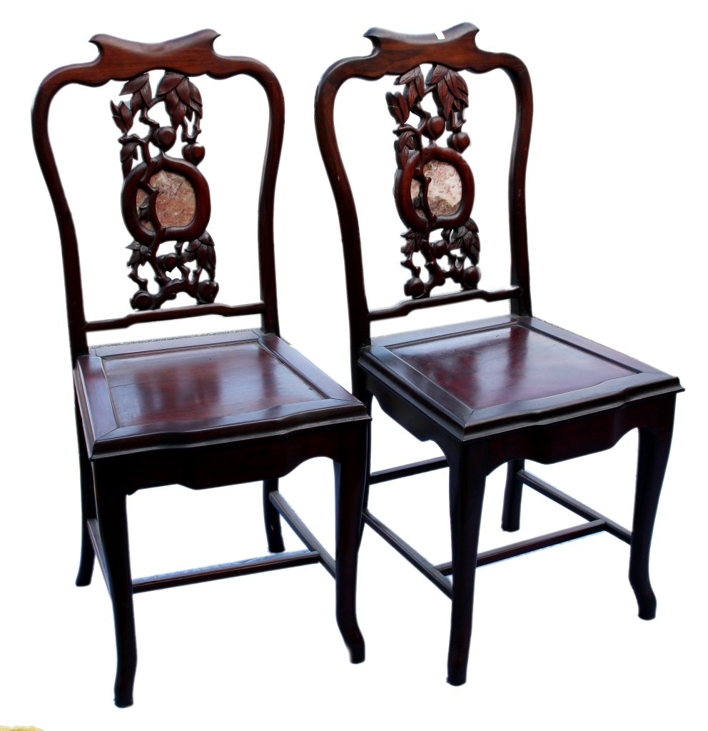 Pair of Chinese Hongmu Side Chairs (1 of 4)