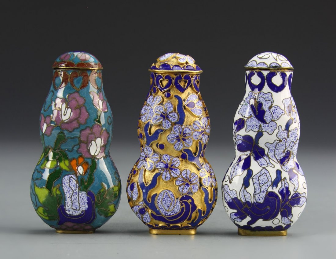 Three Chinese Cloisonne Snuff Bottles (1 of 1)