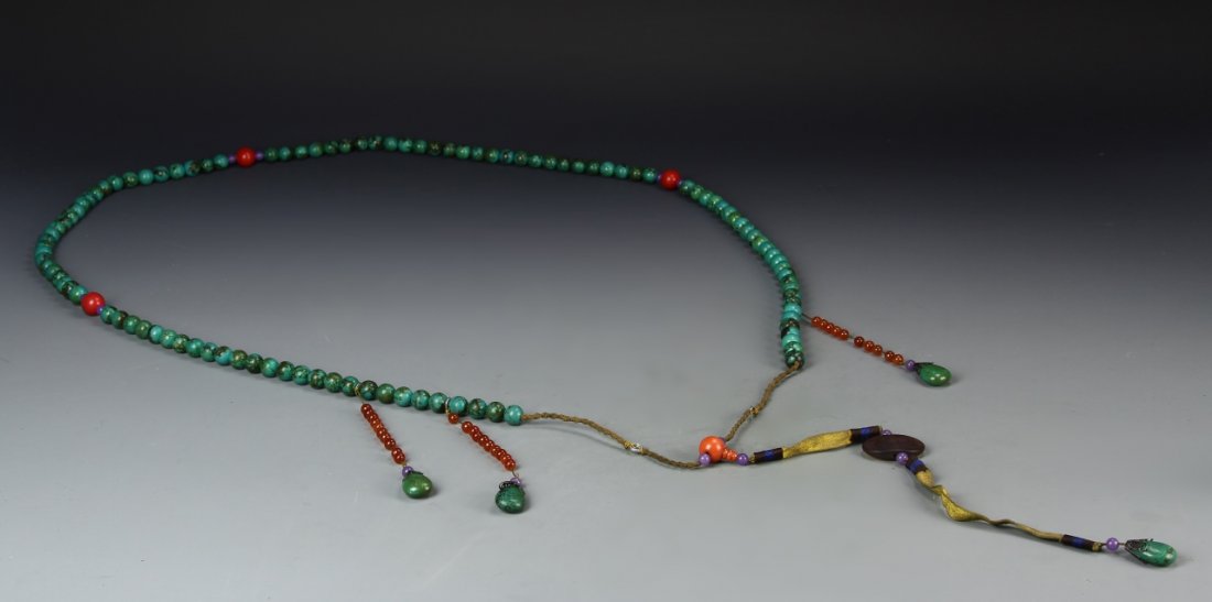 Chinese Turquoise Beaded Court Necklace (1 of 3)