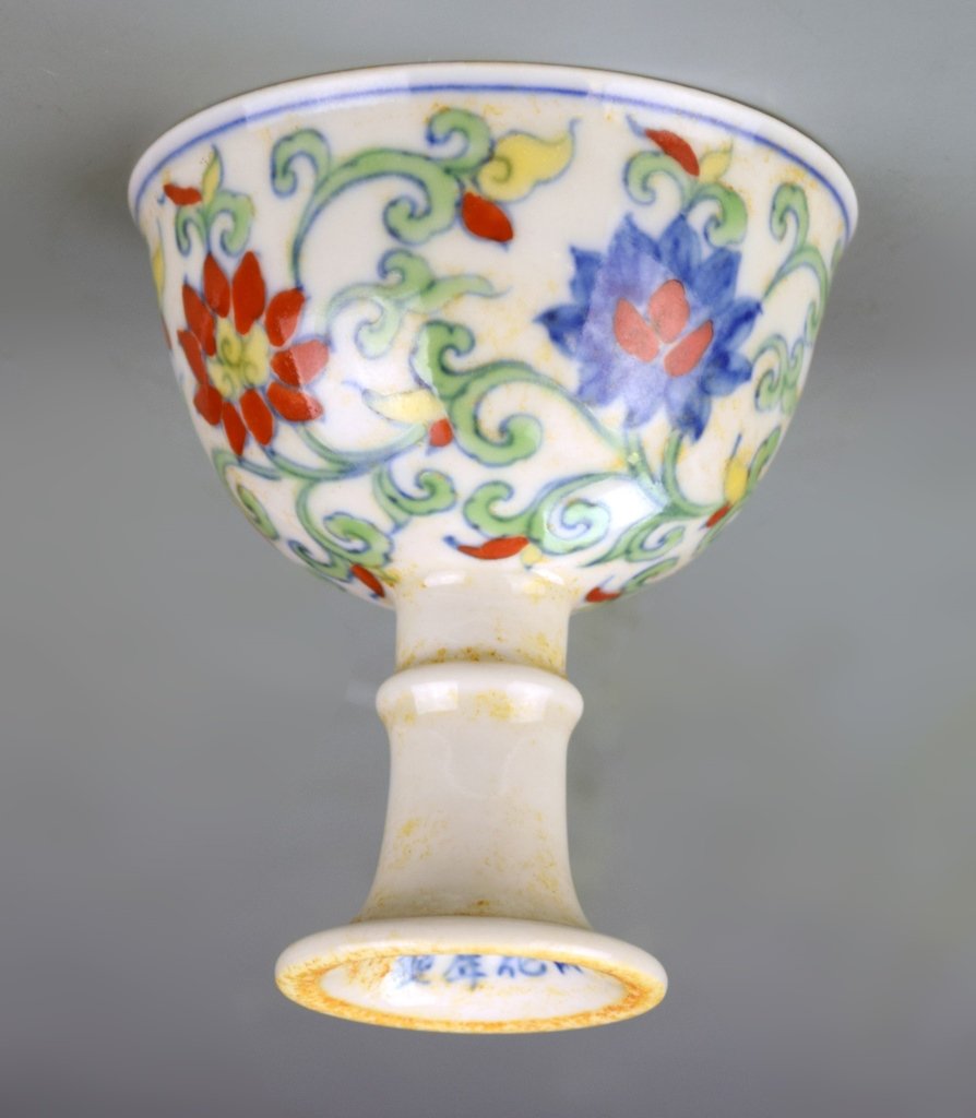 Chinese Doucai High Stem Cup (1 of 5)