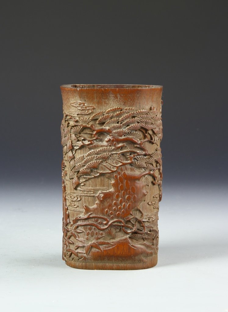 Chinese Bamboo Carved Brush Pot (1 of 3)